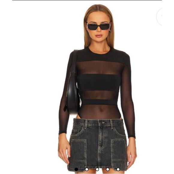 NWT Ser.o.ya Ciar Bodysuit Black Mesh Panel Cutout Size Small - Picture 1 of 12